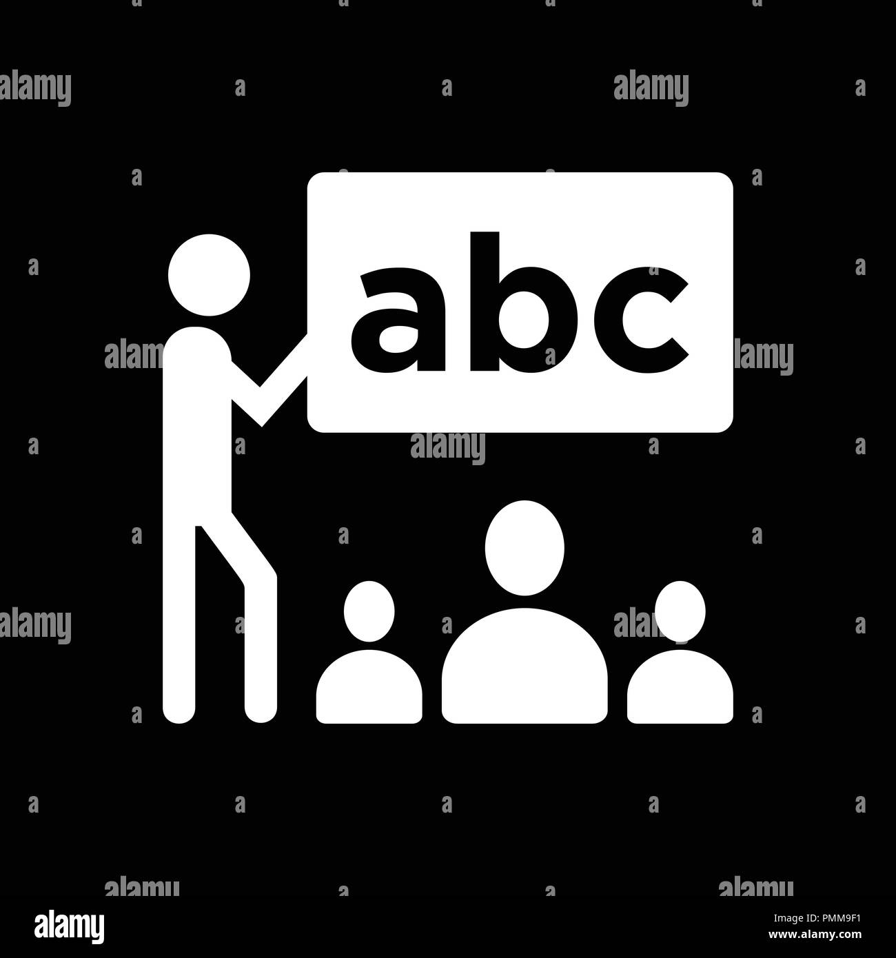 L'icône de classe vector - l'enseignant et l'apprenant, de classe, l'éducation, présentation - symbole blanc vecteur Illustration de Vecteur