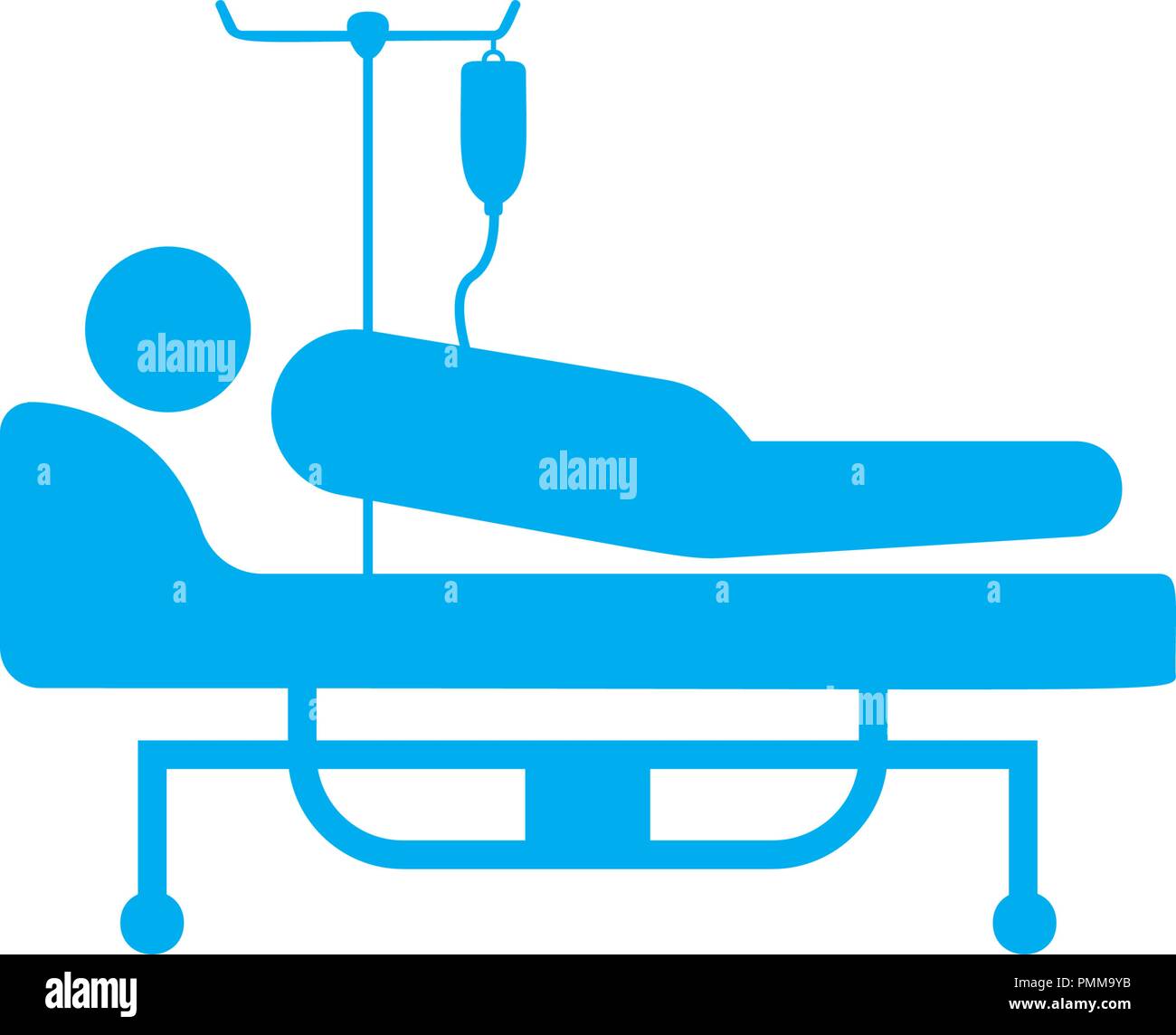 Patient dans le lit d'hôpital Blue Illustration de Vecteur