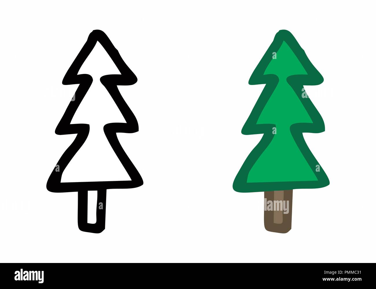 Dessin sapins de noel noir et blanc Banque d'images détourées - Alamy
