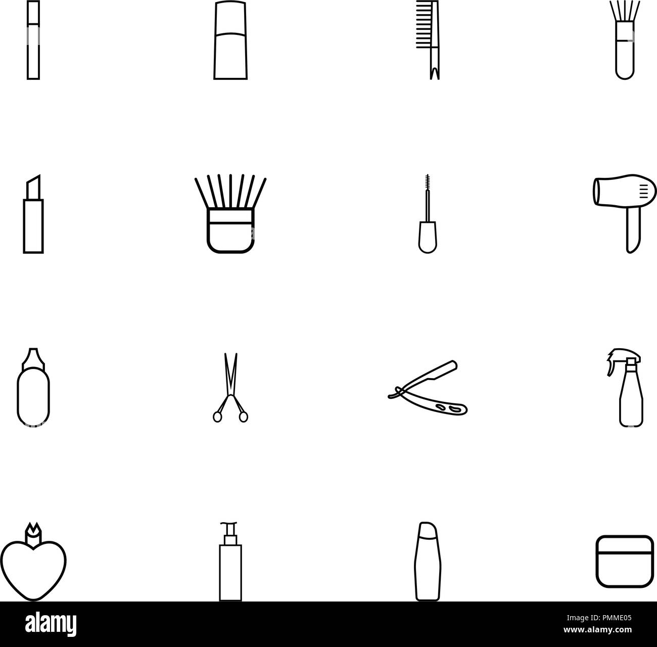 La ligne minimaliste cosmétique de beauté Course Outline - Icône Symbole de beauté linéaire Icon Set Illustration de Vecteur