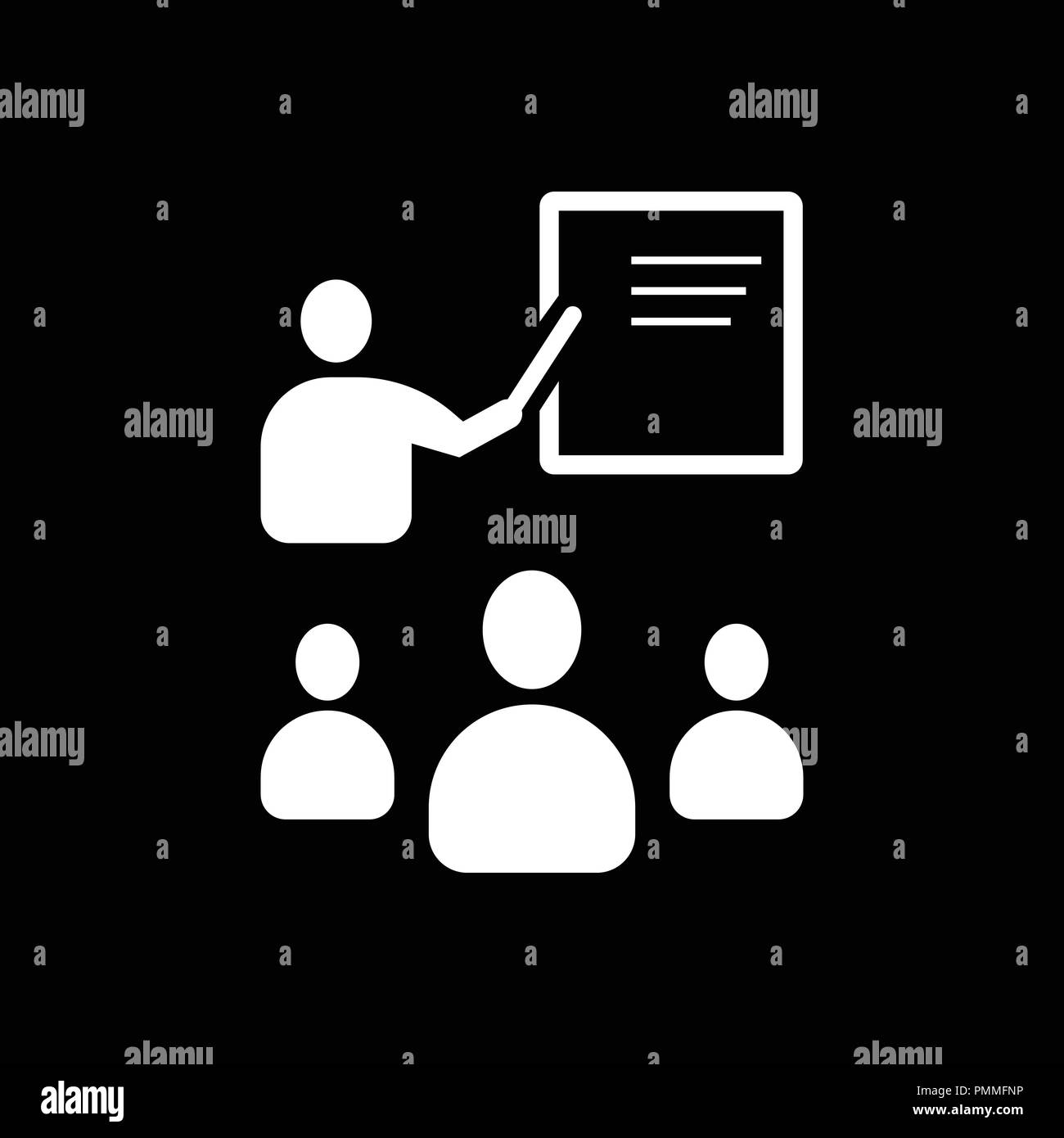 L'icône de classe vector - La formation - l'icône de l'enseignant et l'apprenant, classe, présentation, leçon, symbole de l'éducation - vector white Illustration de Vecteur