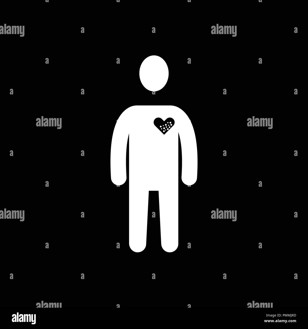 La maladie de coeur hommes blanc icône Illustration de Vecteur