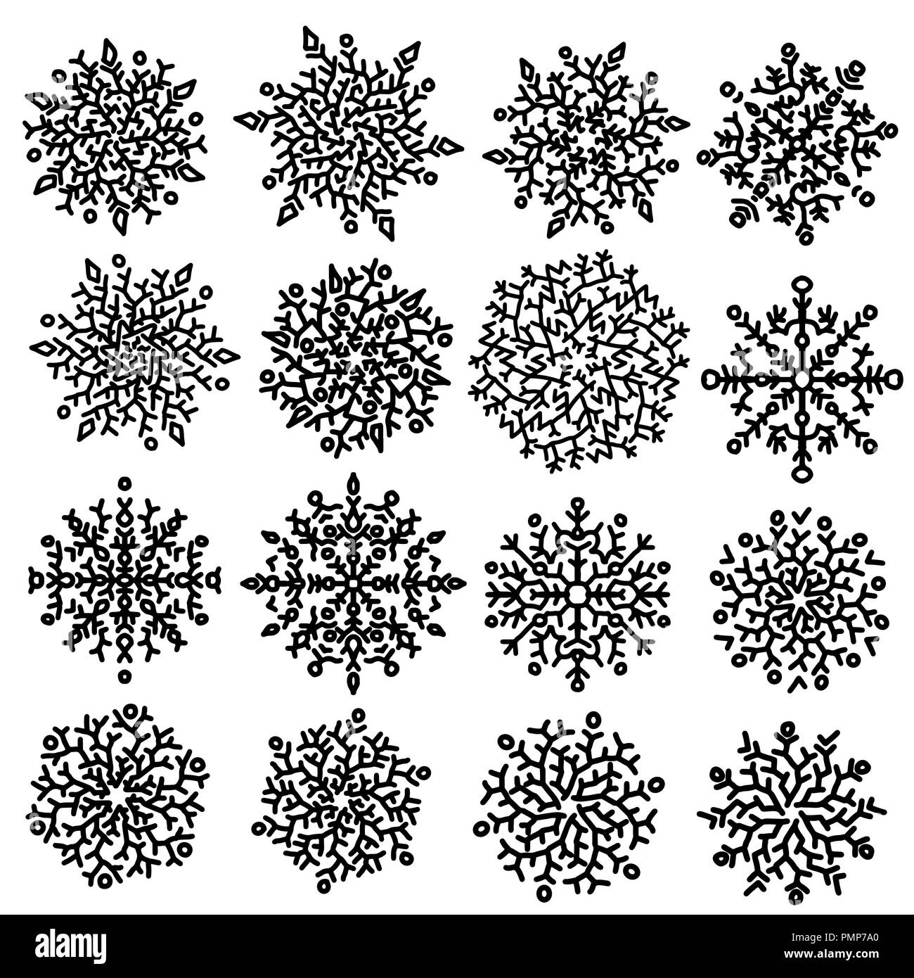 Ensemble de flocons. Maison de collection. Collection flocons isolé sur fond blanc. Vector illustration. Illustration de Vecteur
