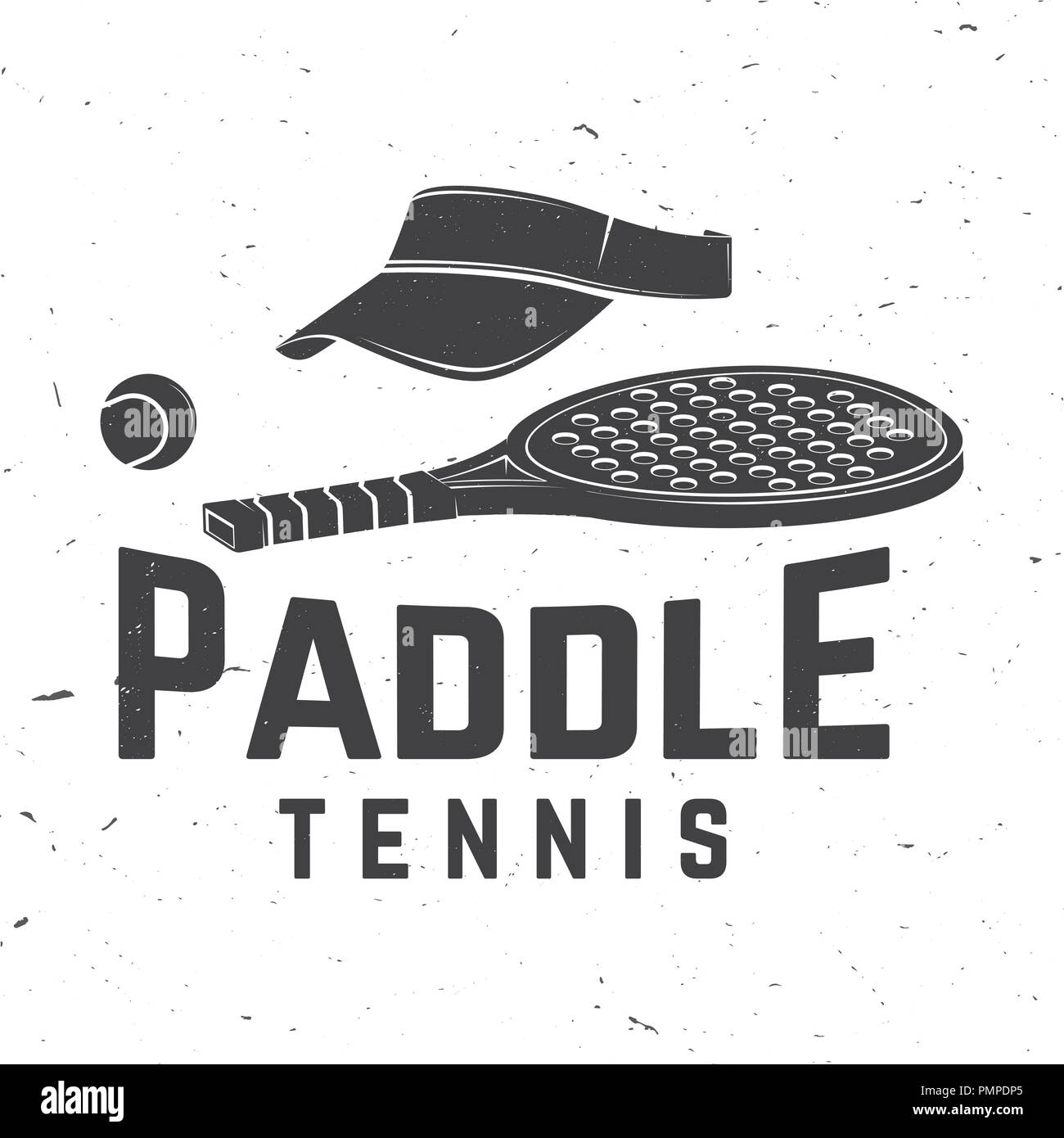 Paddle-tennis un insigne, emblème ou signe. Vector illustration. Concept pour chemise, imprimer, stamp ou tee. Design typographie vintage avec palettes de raquette de tennis, paddle ball pare-soleil et de l'ossature. Illustration de Vecteur