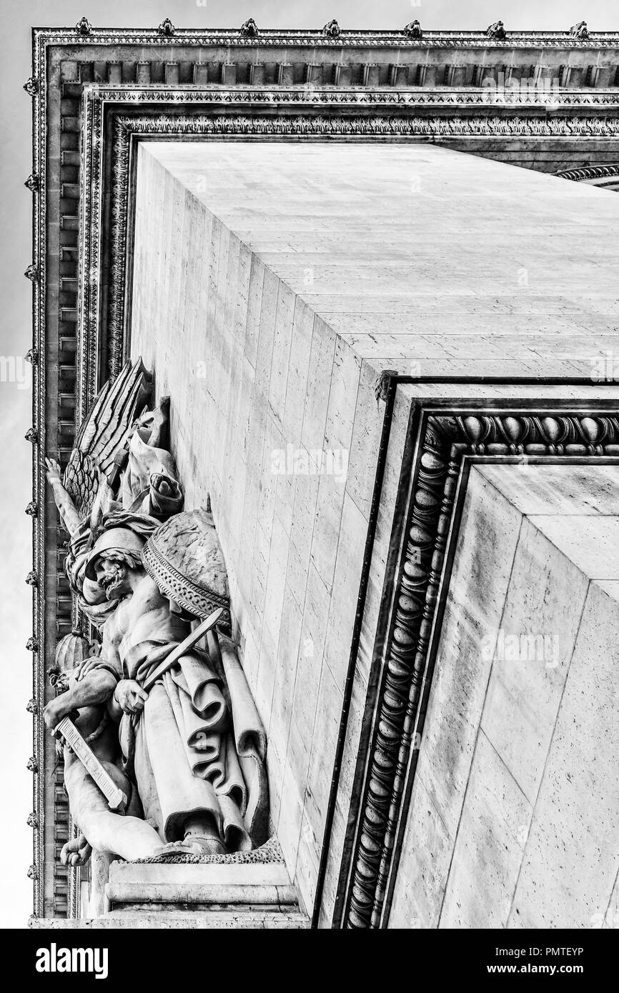 Arc de Triomphe, Détail, Vue de dessous pour groupe de sculptures Le départ de 1792 ou La Marseillaise, Paris, France Banque D'Images
