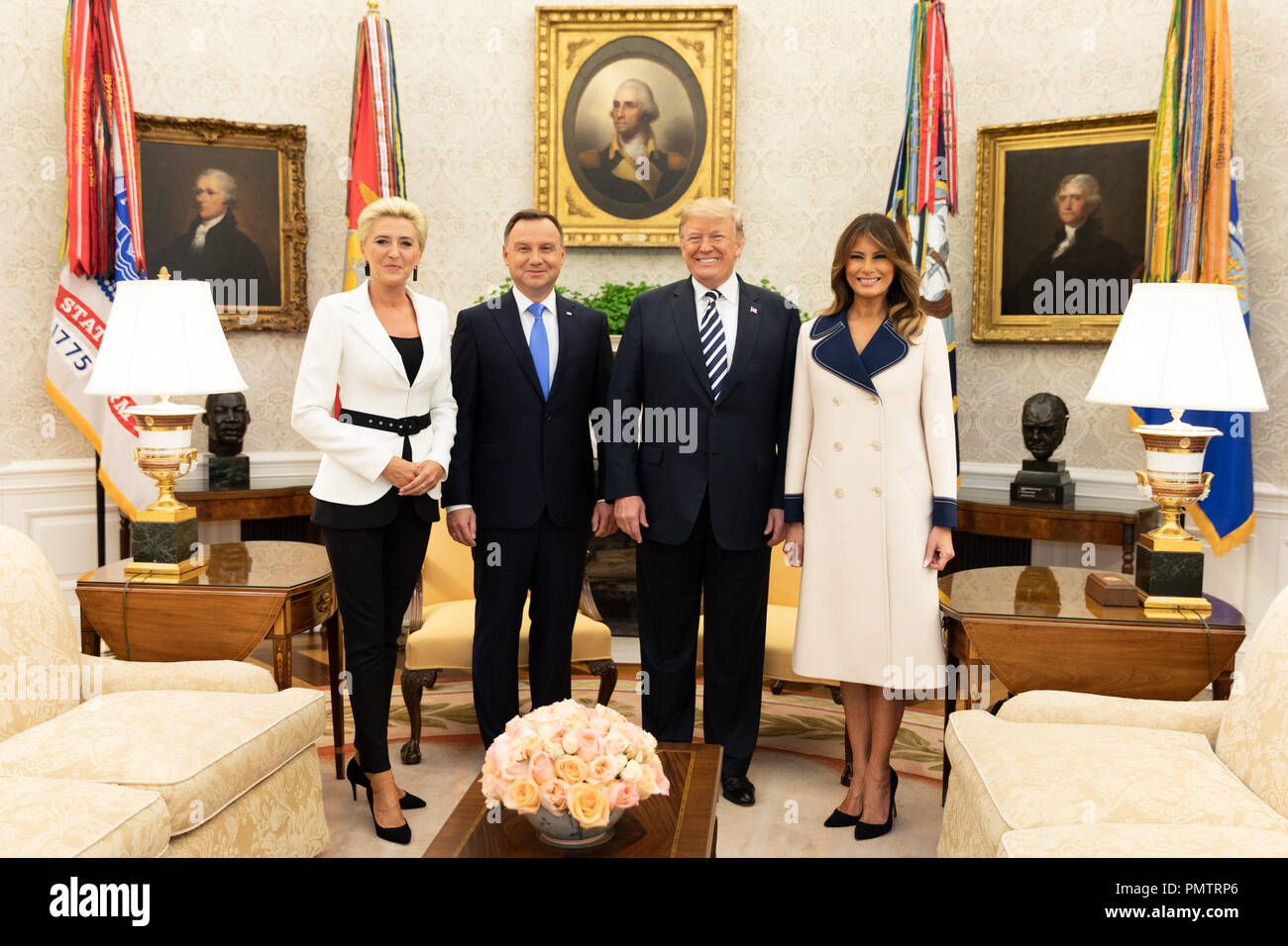 Le président Donald J. Trump et la Première Dame Melania Trump avec Andrzej Duda, Président de la République de Pologne et son épouse madame 18 Sep, 2018. Agata Kornhauser-Duda Mardi, 18 septembre 2018 (Photo Officiel de la Maison Blanche Joyce N. Boghosian) Maison Blanche par globallookpress.com : Crédit Maison Blanche/Fédération de regarder/ZUMA/Alamy Fil Live News Banque D'Images