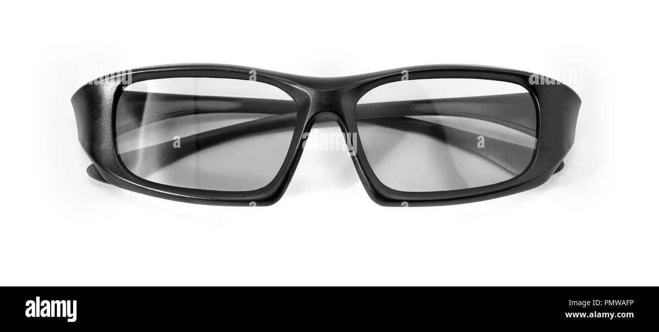Noir en plastique 3d-lunettes sur fond blanc Banque D'Images