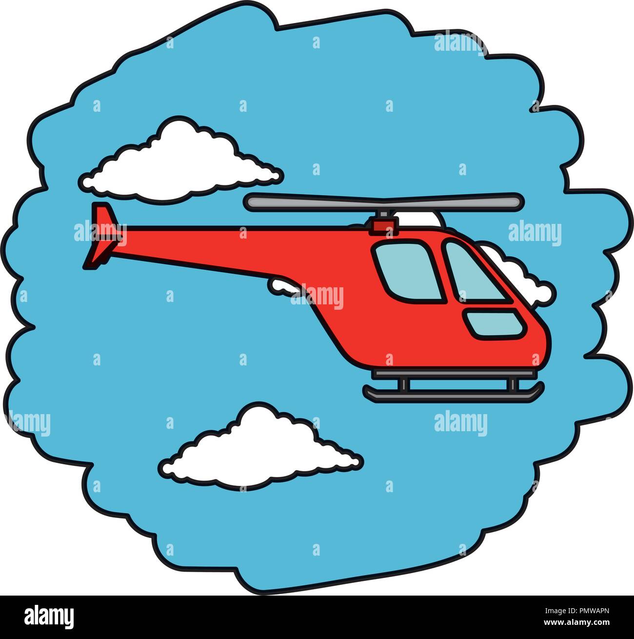 Vol en hélicoptère sur le ciel Illustration de Vecteur