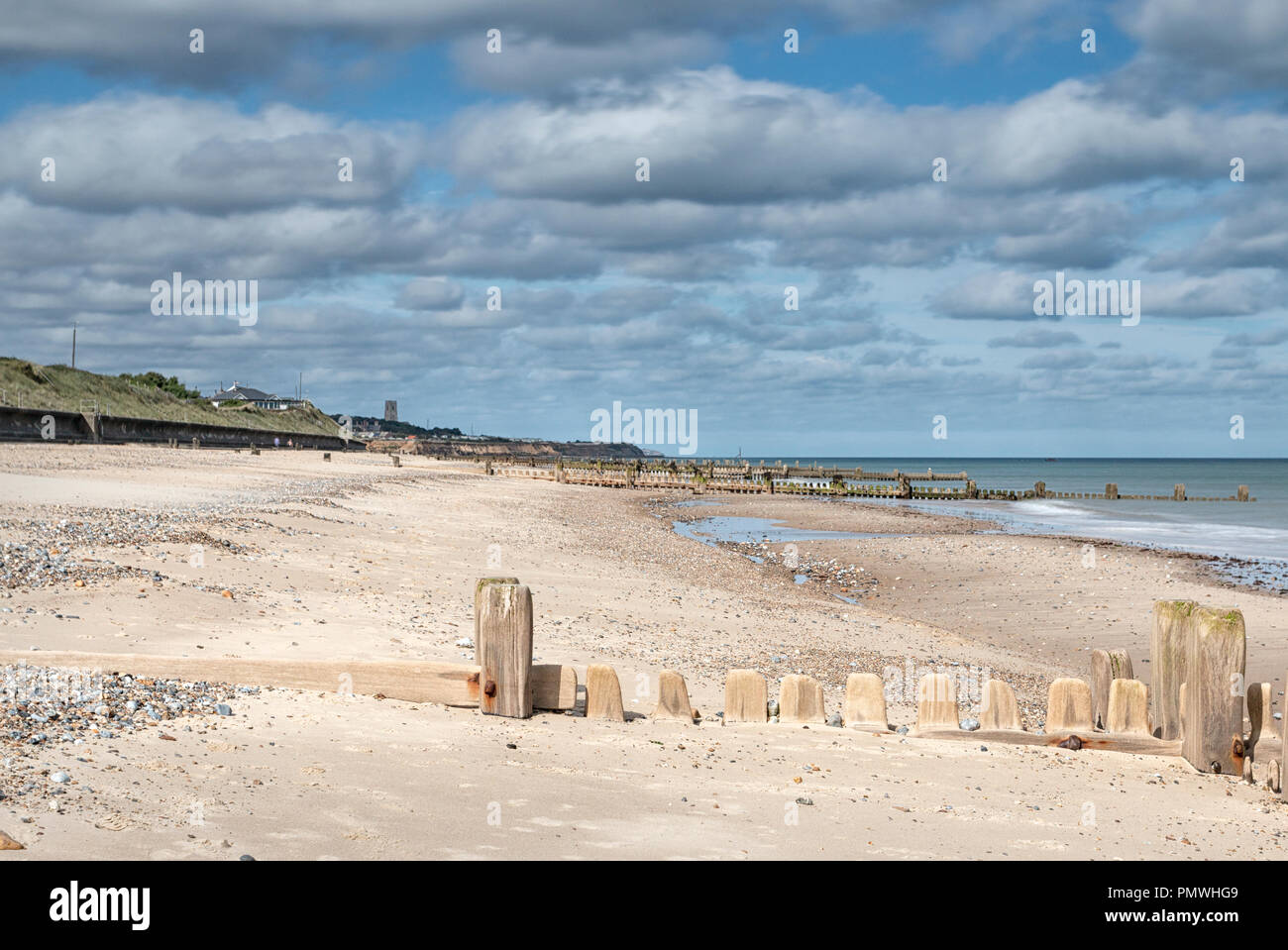 La mer du Nord dans le mouvement lent, Eccles, Norfolk, UK Banque D'Images