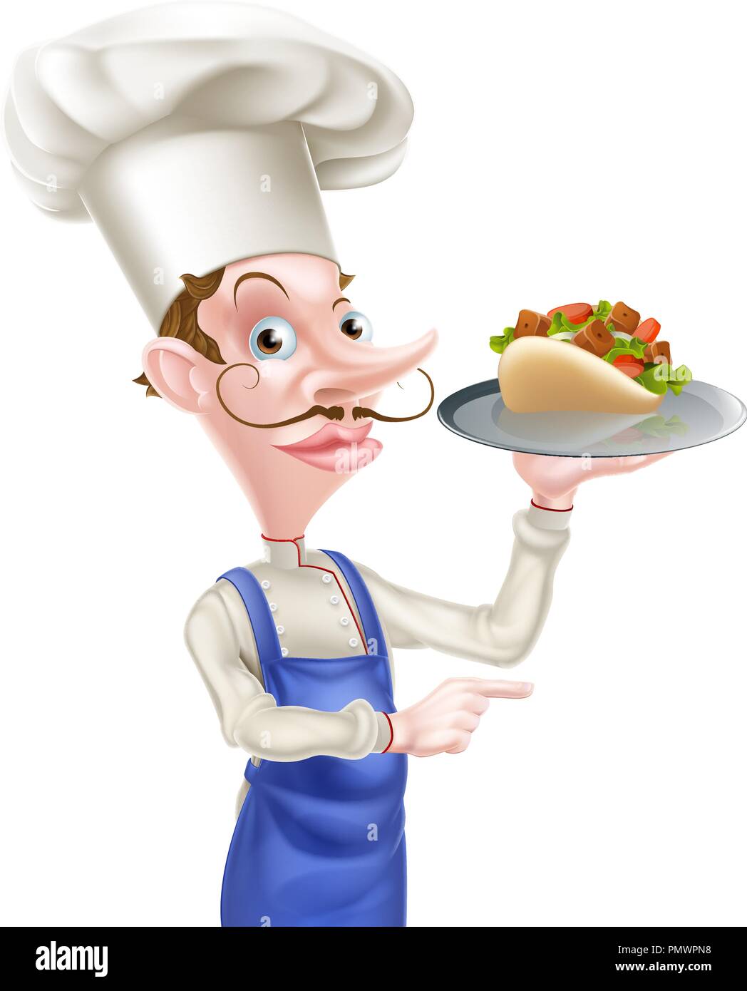 Cartoon Chef avec Shawarma Kebab Illustration de Vecteur