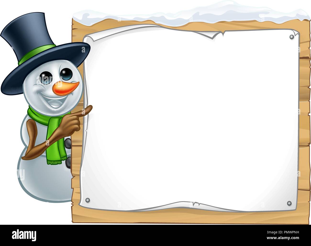 Le Snowman Christmas Cartoon Sign Illustration de Vecteur