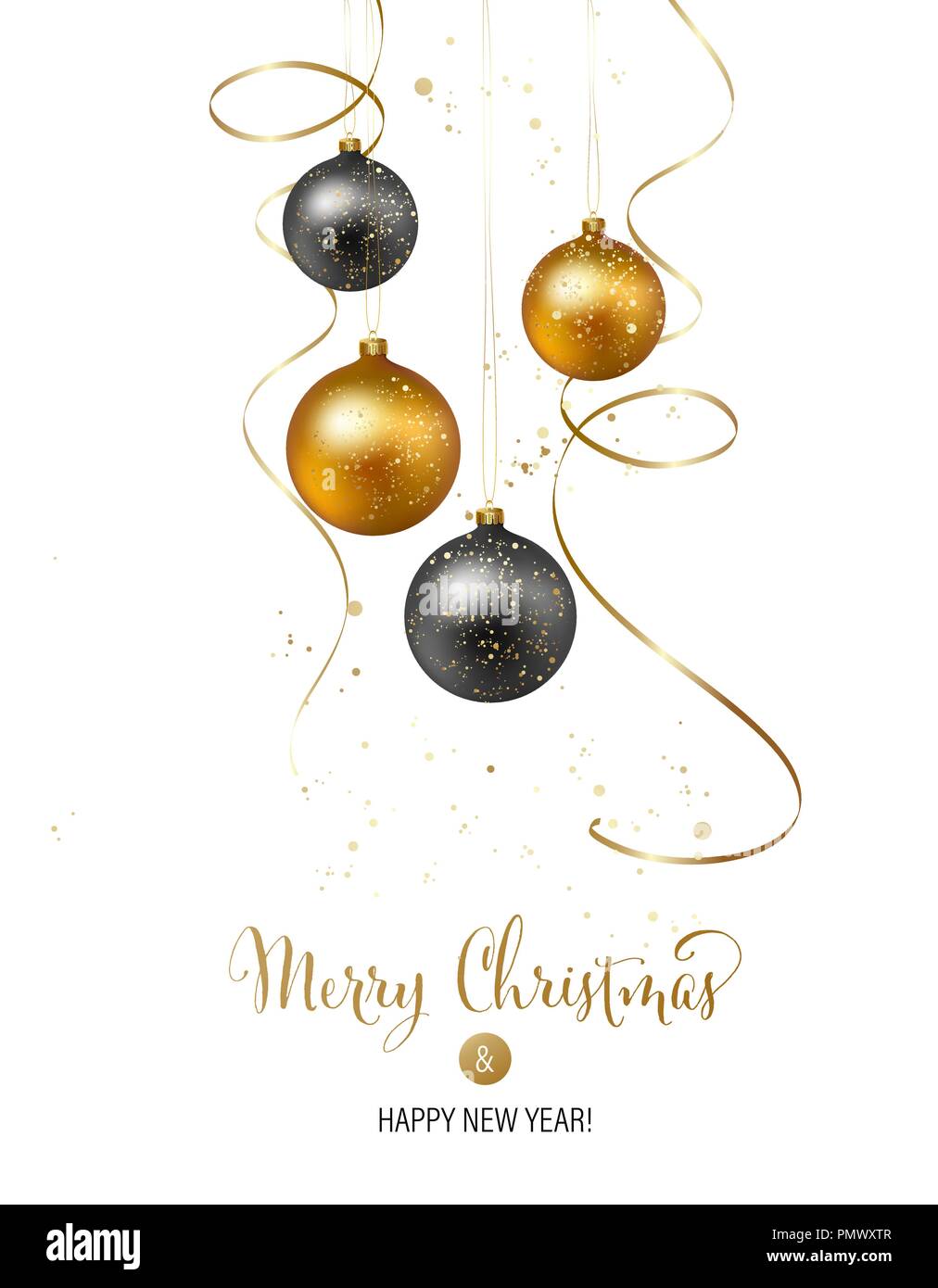 Fond de Noël avec des boules d'or et serpentine Illustration de Vecteur