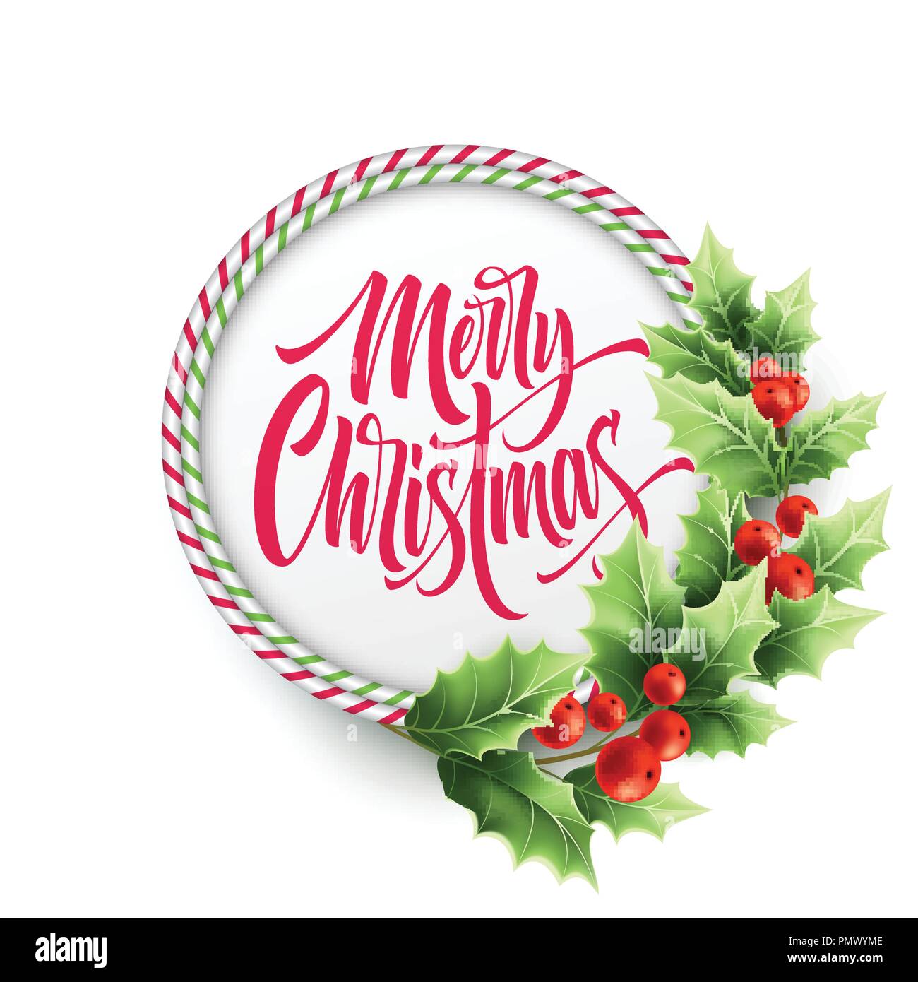 Joyeux Noël dans l'armature de canne en cercle Illustration de Vecteur