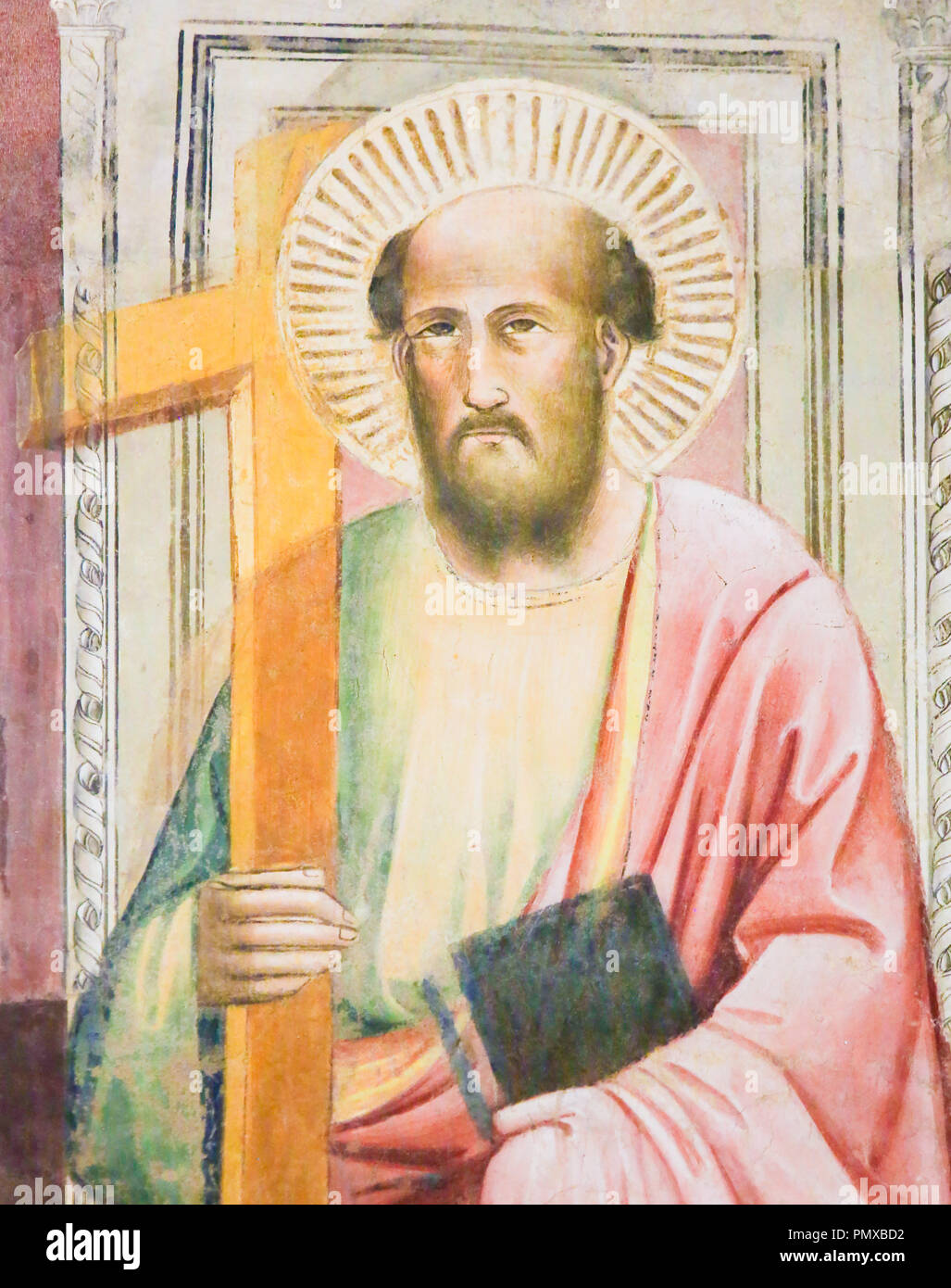 Fresque de Saint Marc l'Évangéliste dans la Basilique Santa Croce, Florence, Italie. Banque D'Images