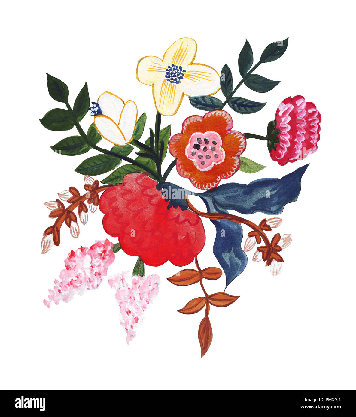 Illustration De Dessin Bouquet Fleurs Dans Des Couleurs