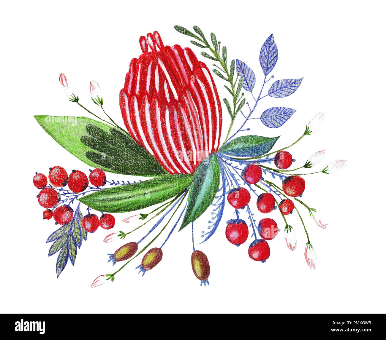 Illustration De Dessin Bouquet Fleurs Dans Des Couleurs