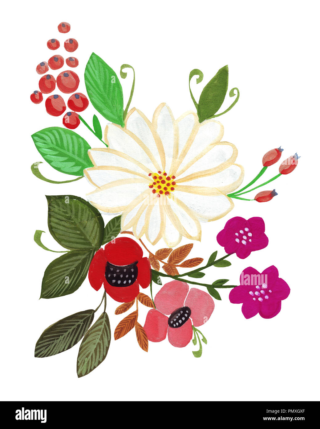 Illustration De Dessin Bouquet Fleurs Dans Des Couleurs