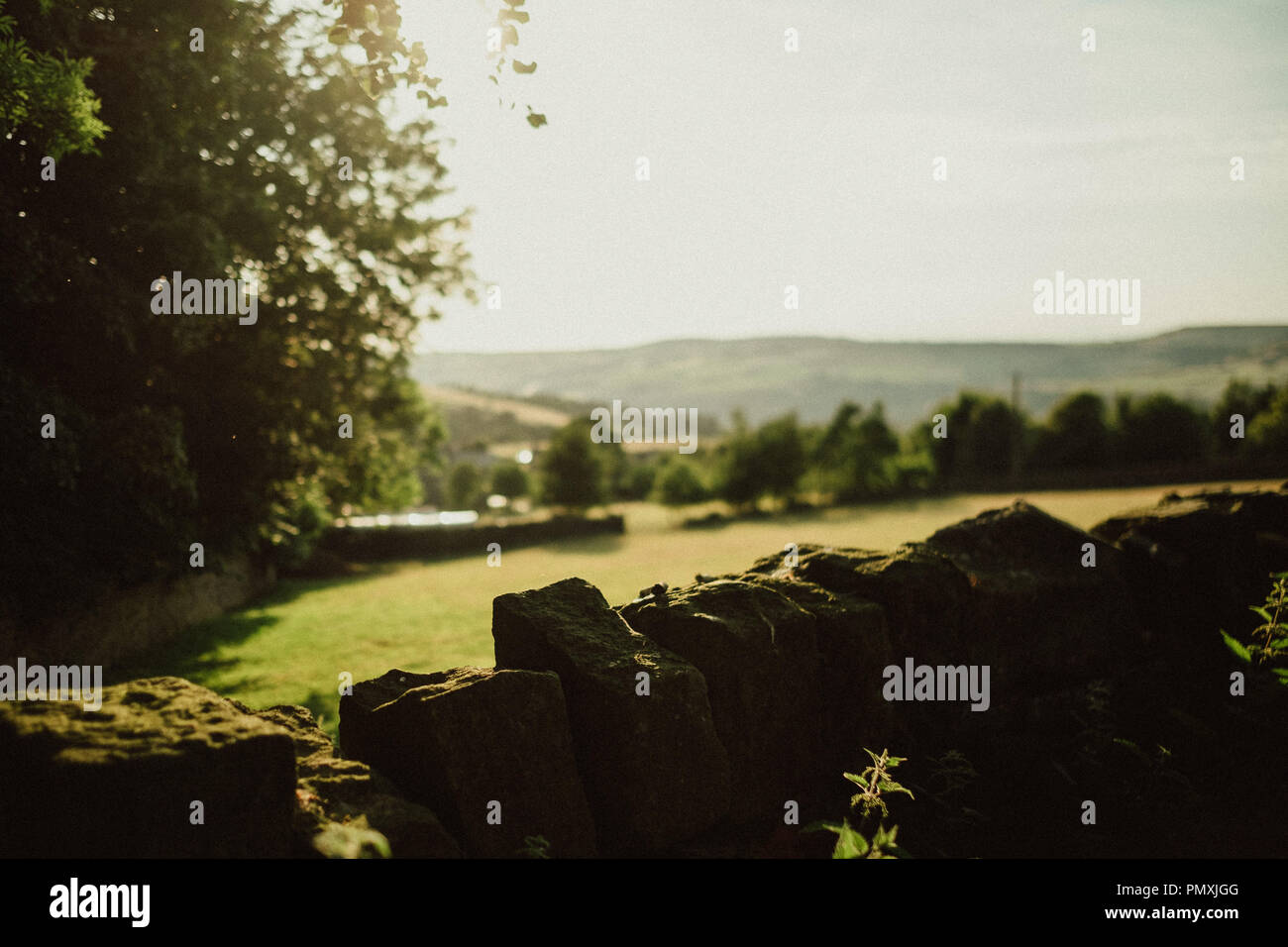 La lumière d'or chaud des paysages dans le West Yorkshire Banque D'Images