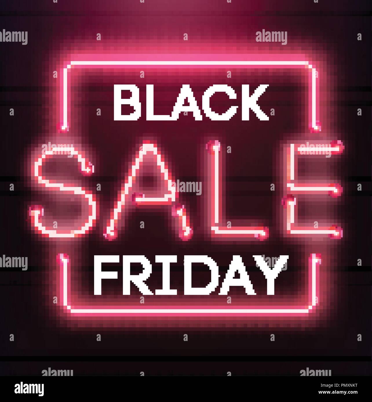 Vendredi noir néon vente arrière-plan. Week-end noir vente bannière. Le black friday shopping illustration. Illustration de Vecteur