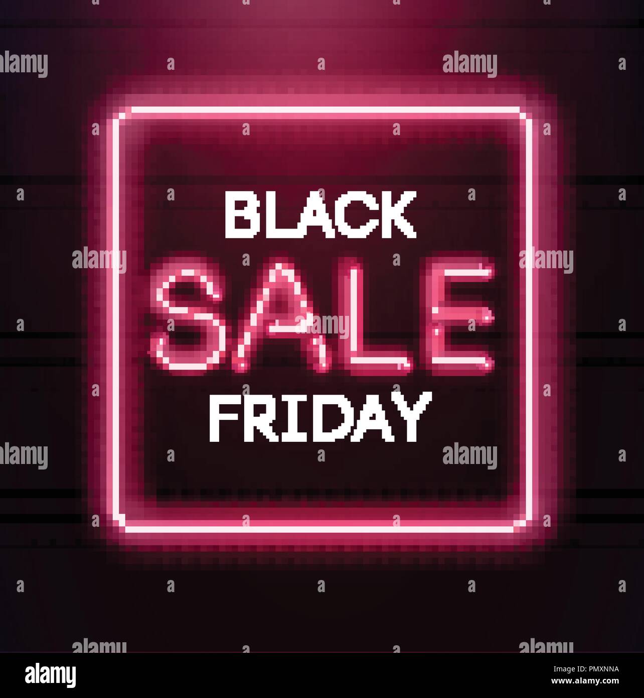 Vendredi noir néon vente arrière-plan. Week-end noir vente bannière. Le black friday shopping illustration. Illustration de Vecteur