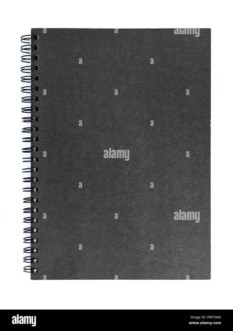 Carnet à spirales noir isolated on white Banque D'Images