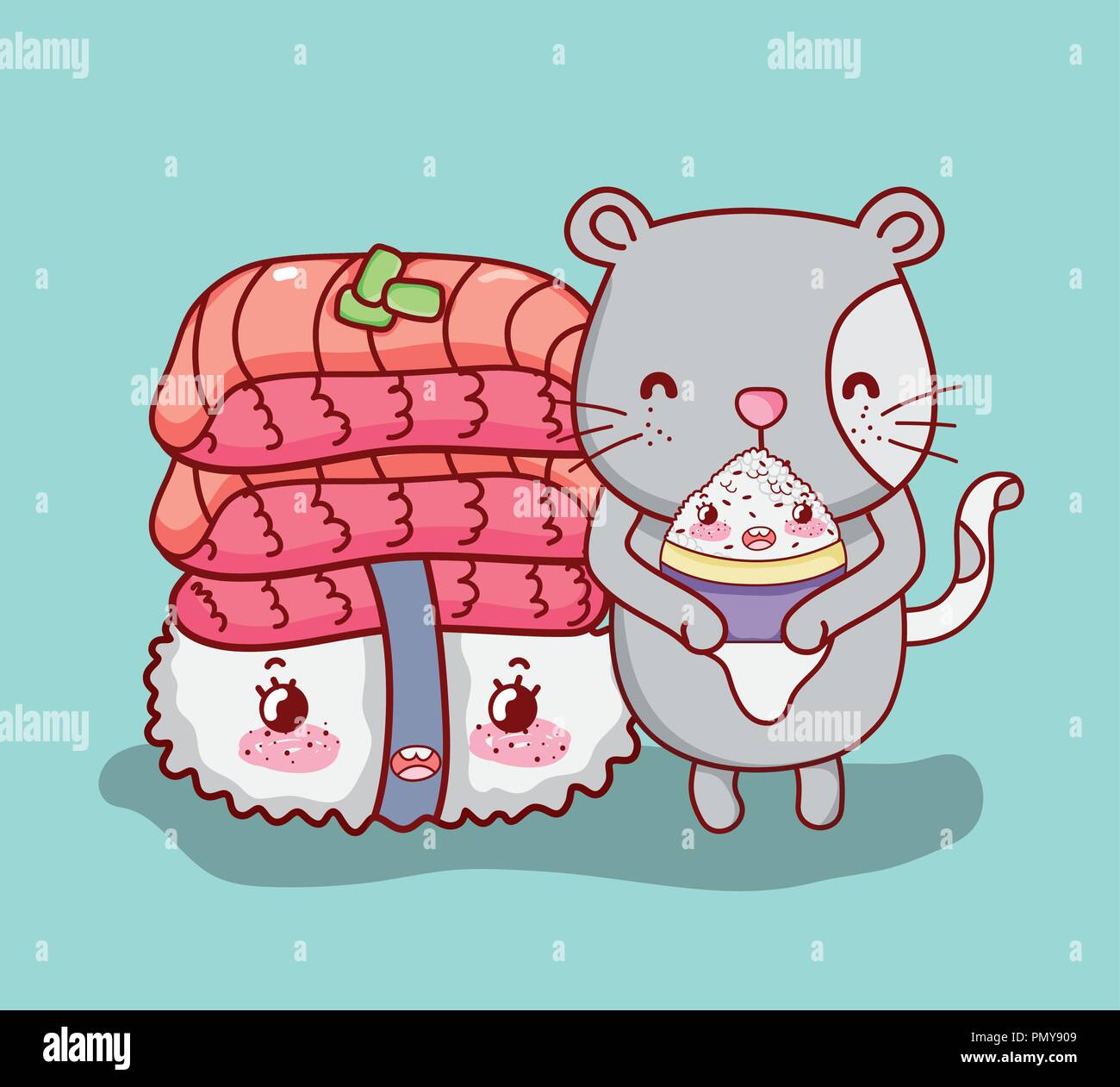Chat Et La Nourriture Japonaise Kawaii Image Vectorielle Stock Alamy Chat Et La Nourriture Japonaise Kawaii Image Vectorielle Stock Alamy