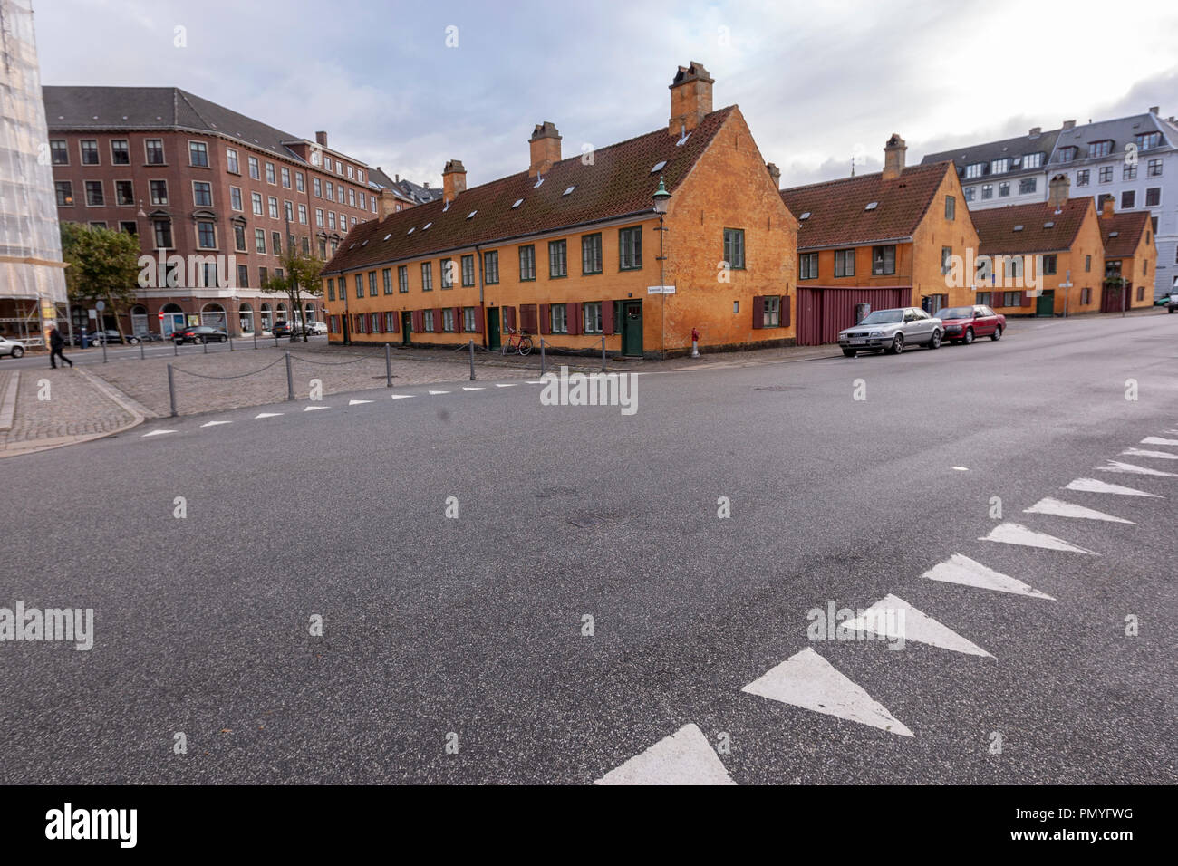 Nyboder, une maison en rangée historique de l'ancien quartier de la caserne de la marine , Copenhague, Danemark Banque D'Images