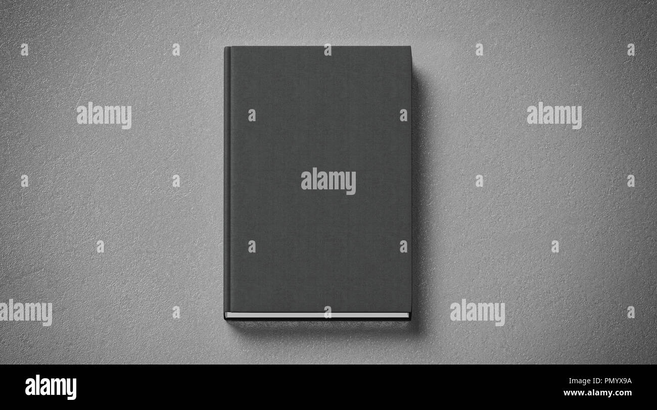Tissulaire vide noir de livre maquette, vue latérale avant, rendu 3d. Couverture rigide de l'ordinateur portable vide maquettes, isolé. Modèle de marque de la librairie. Banque D'Images