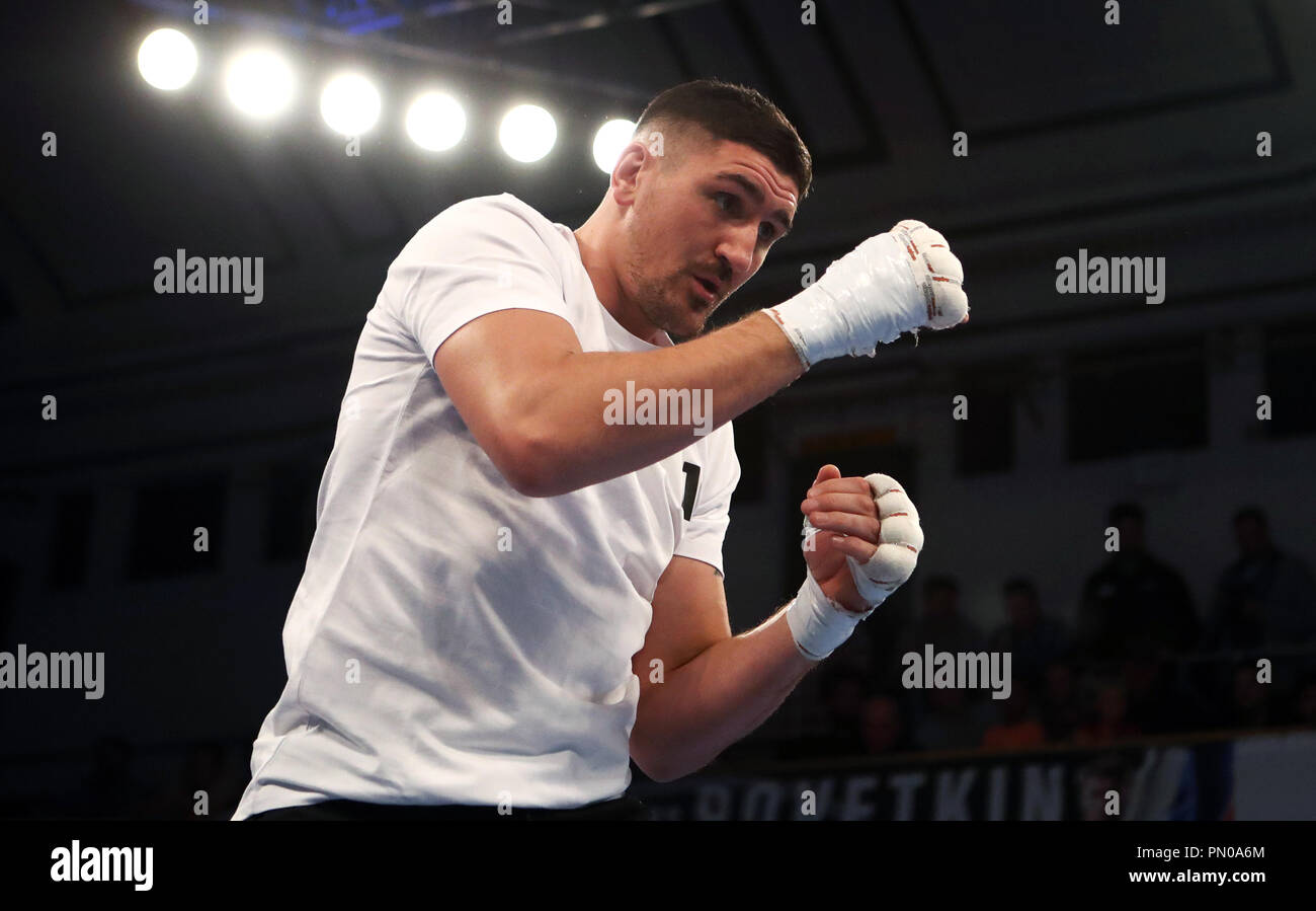 Au cours de l'Askin Matty entraînement à York Hall, Londres. Banque D'Images