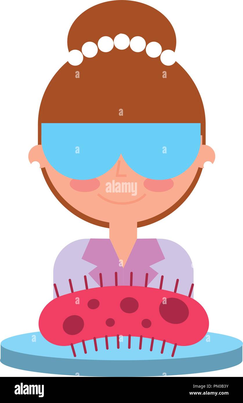 Femme avec des lunettes scientifiques bactéries sur boîte de pétri Illustration de Vecteur