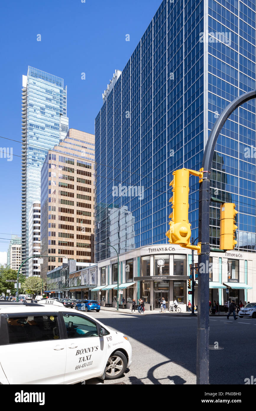 Tiffany & Co., Burrard Street, au centre-ville de Vancouver, Colombie-Britannique, Canada Banque D'Images