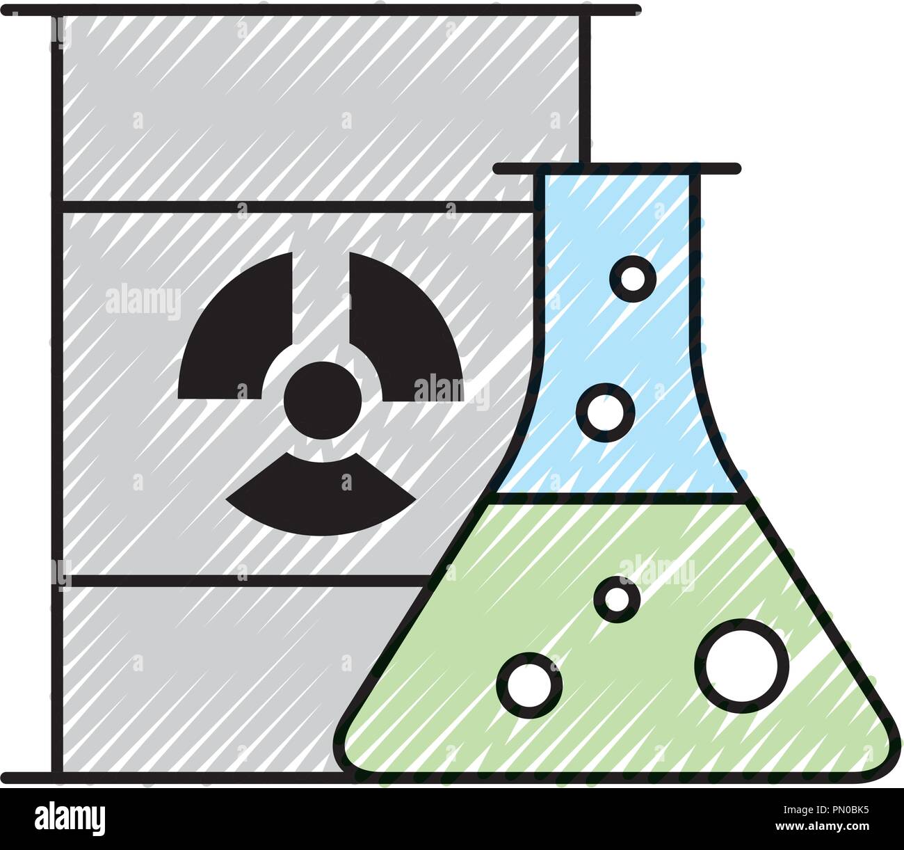 Tube à essai des dangers de la chimie des radiations du fourreau Illustration de Vecteur