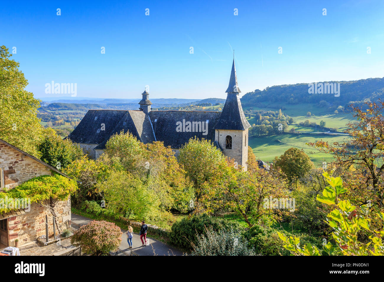 France, Correze, Turenne, étiqueté Les Plus Beaux Villages de France (Les Plus Beaux Villages de France), l'église Notre Dame Saint Pantaléon ou co Banque D'Images