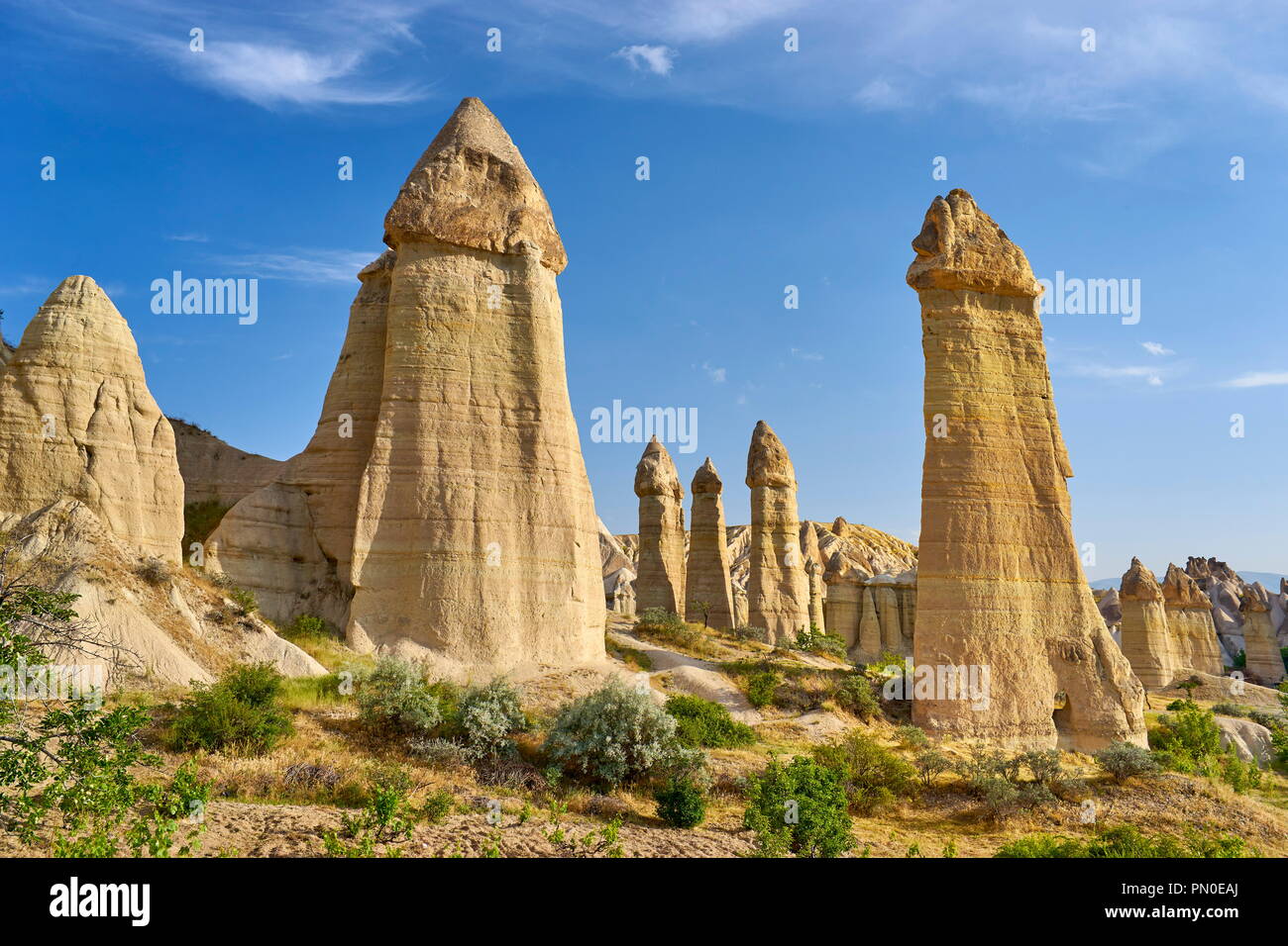Cheminées de fées rock formation, la vallée de l'amour, Cappadoce, Turquie Banque D'Images