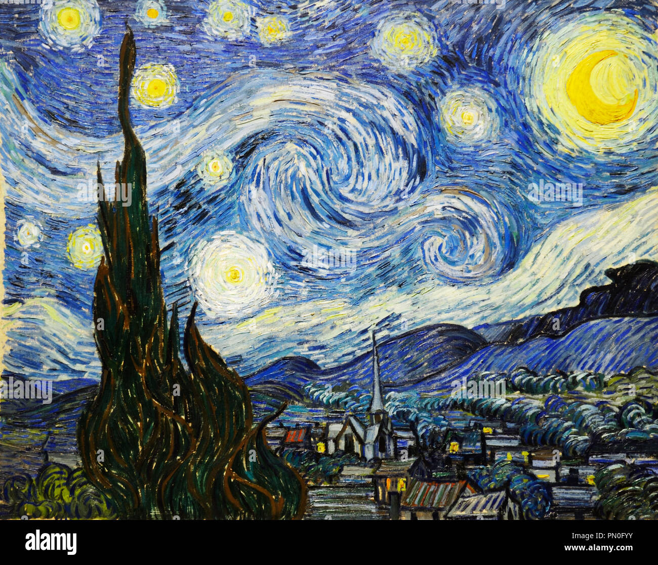 La nuit étoilée, Van Gogh, 1889 Banque D'Images
