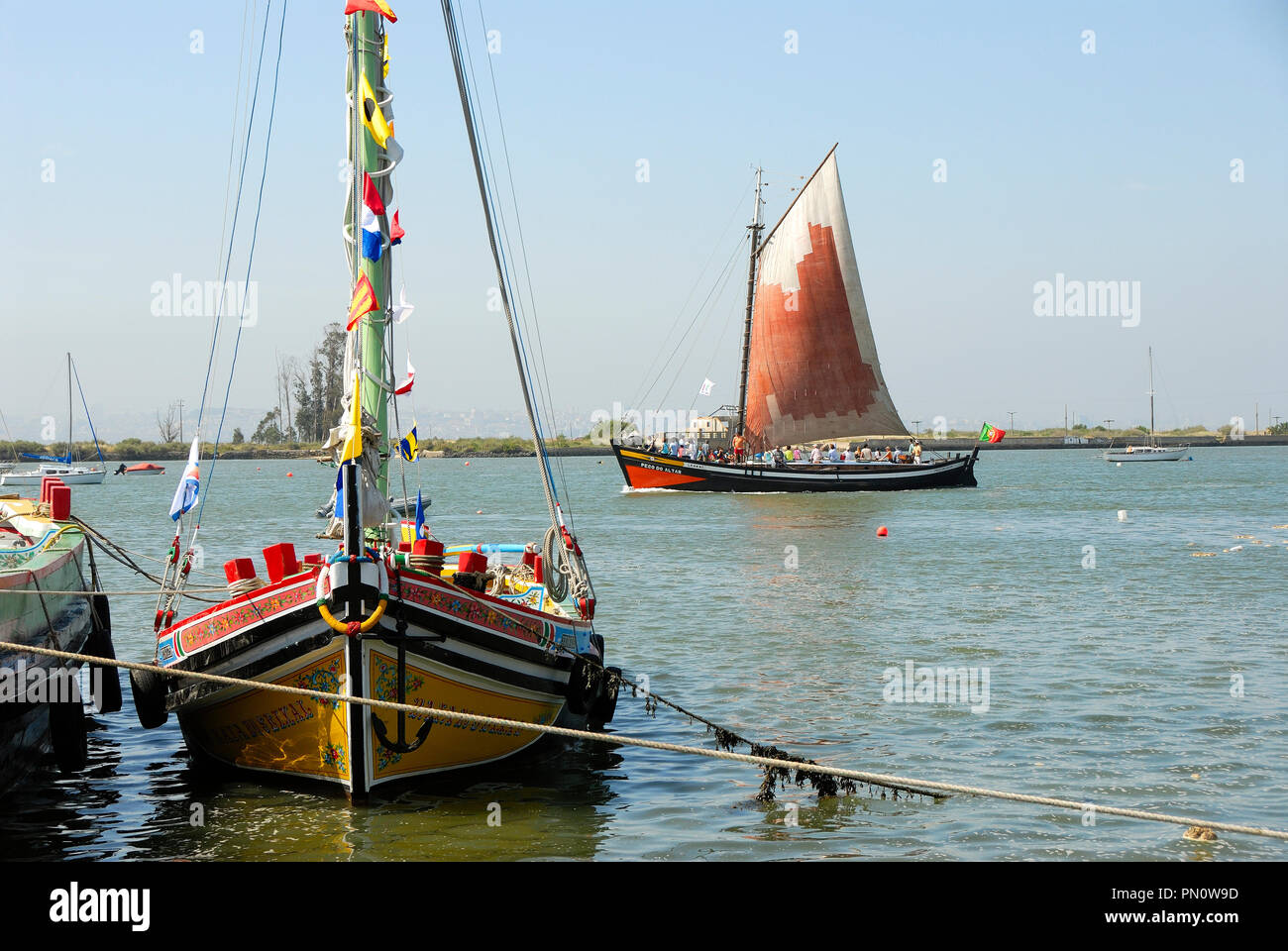 Les bateaux traditionnels du Tage. Seixal, Portugal Banque D'Images