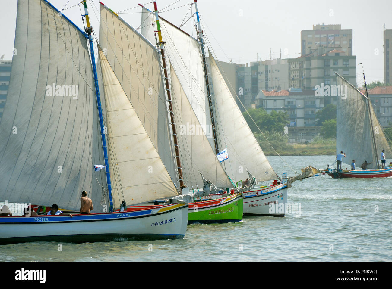 Les bateaux traditionnels du Tage. Seixal, Portugal Banque D'Images