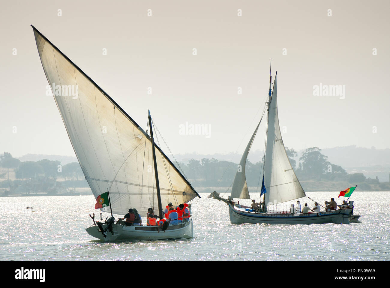 Les bateaux traditionnels du Tage. Seixal, Portugal Banque D'Images