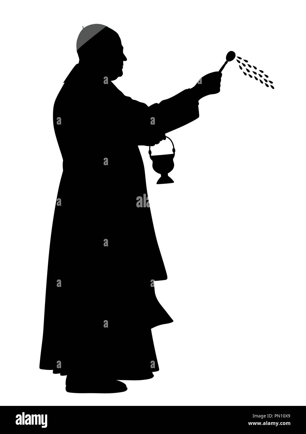 L'aspersion de l'eau saint évêque catholique Illustration de Vecteur