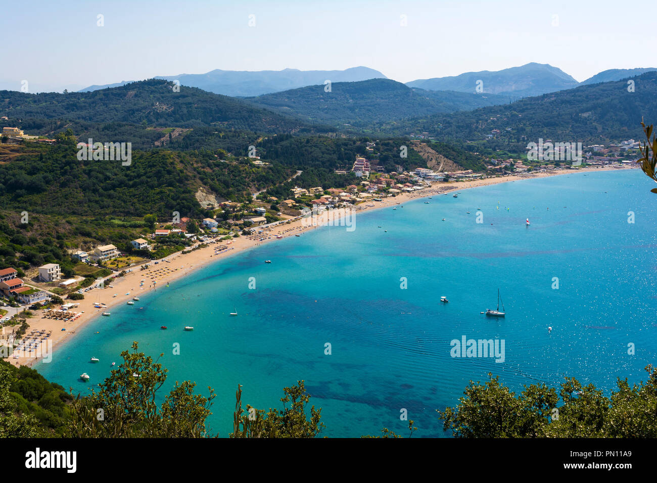 Vue panoramique de Ag. Georgios Pagon à l'île de Corfou, Grèce. Banque D'Images