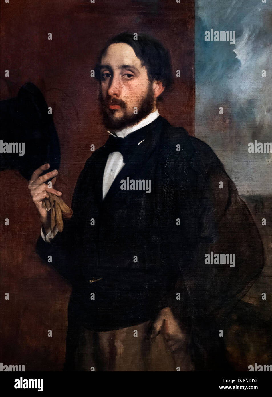 L'auto-portrait ou 'Degas Saluant' par Edgar Degas (1834-1917), huile sur toile, 1863 Banque D'Images
