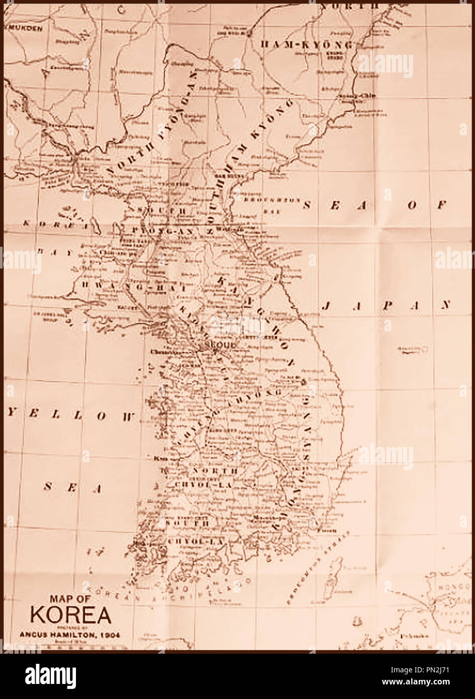 Une carte de Corée 1904 Banque D'Images