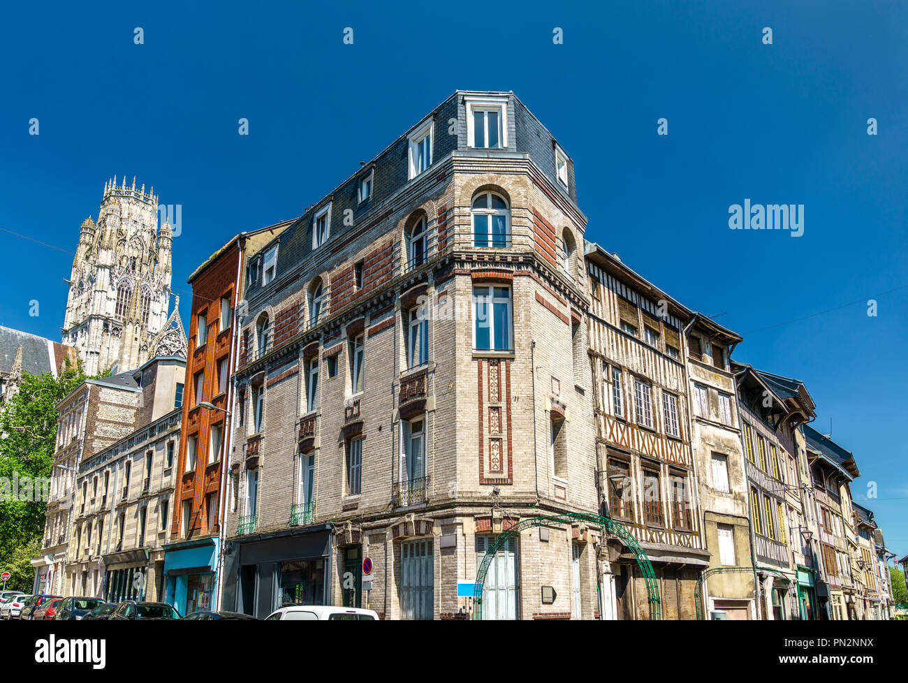 Bâtiments traditionnels dans la vieille ville de Rouen, France Banque D'Images