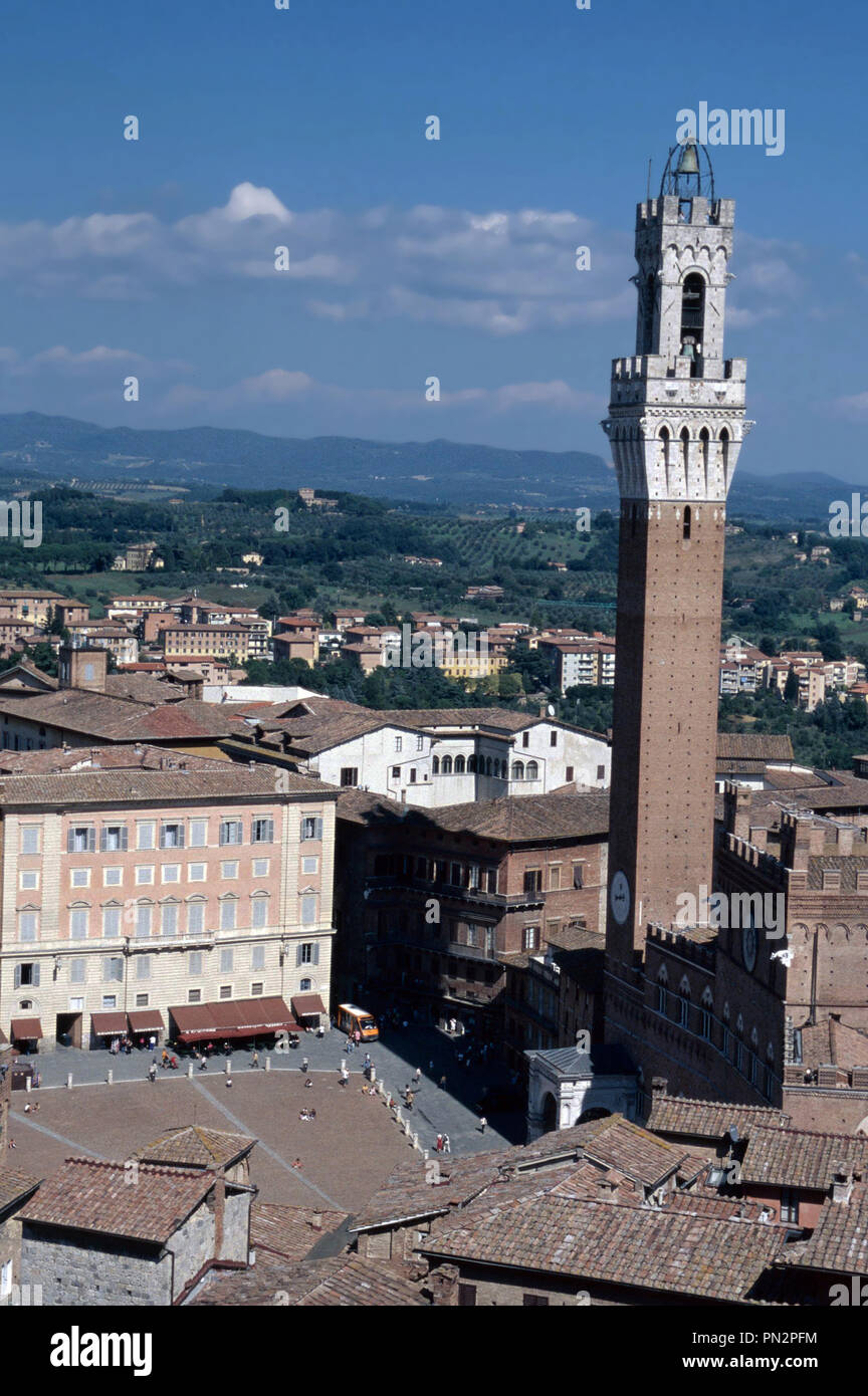 Torre, delMangia,place Campo Siena, Italie Banque D'Images