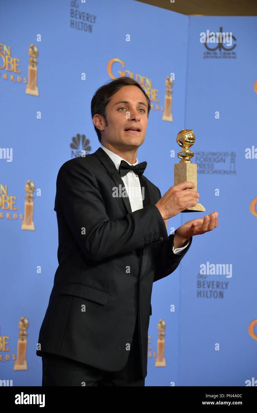 Gael Garcia Bernal au 73e Congrès annuel Golden Globe Awards au Beverly Hilton Hotel. Le 10 janvier 2016 Los Angeles, CA Banque D'Images