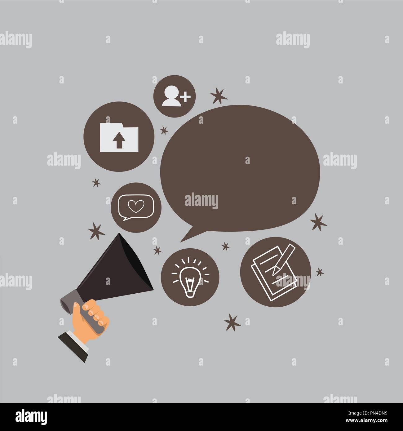 Télévision design business concept Illustration vectorielle de l'espace copie du modèle de texte pour site isolé Ad esp 3D isométrique. Human Hand Holding Megaphone Talki Illustration de Vecteur