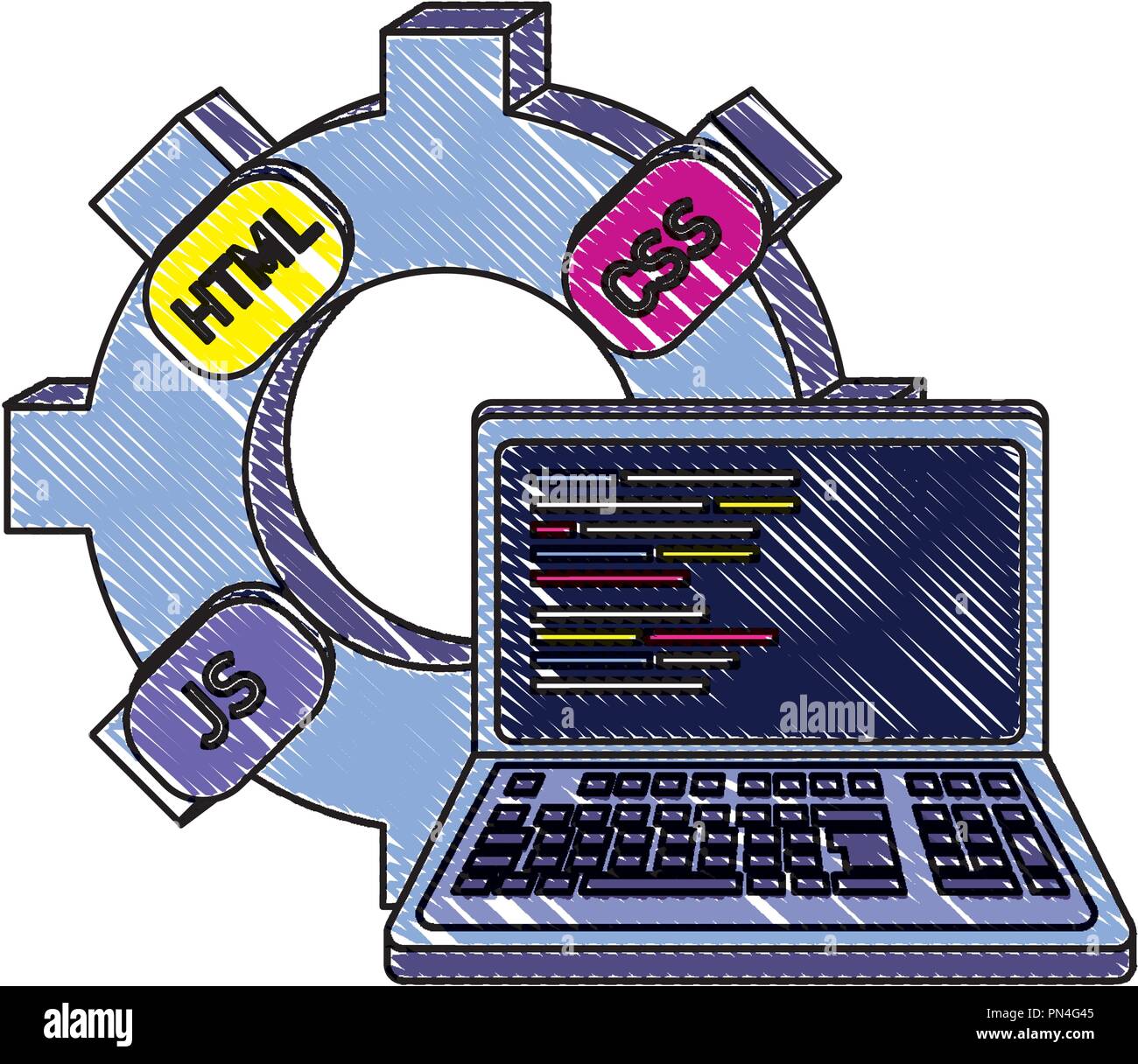 L'industrie râpé et loptop programme code Illustration de Vecteur