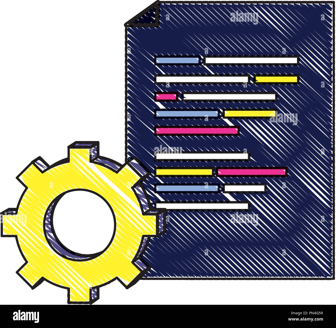 Document râpé avec les codes de programmation et de l'industrie Illustration de Vecteur