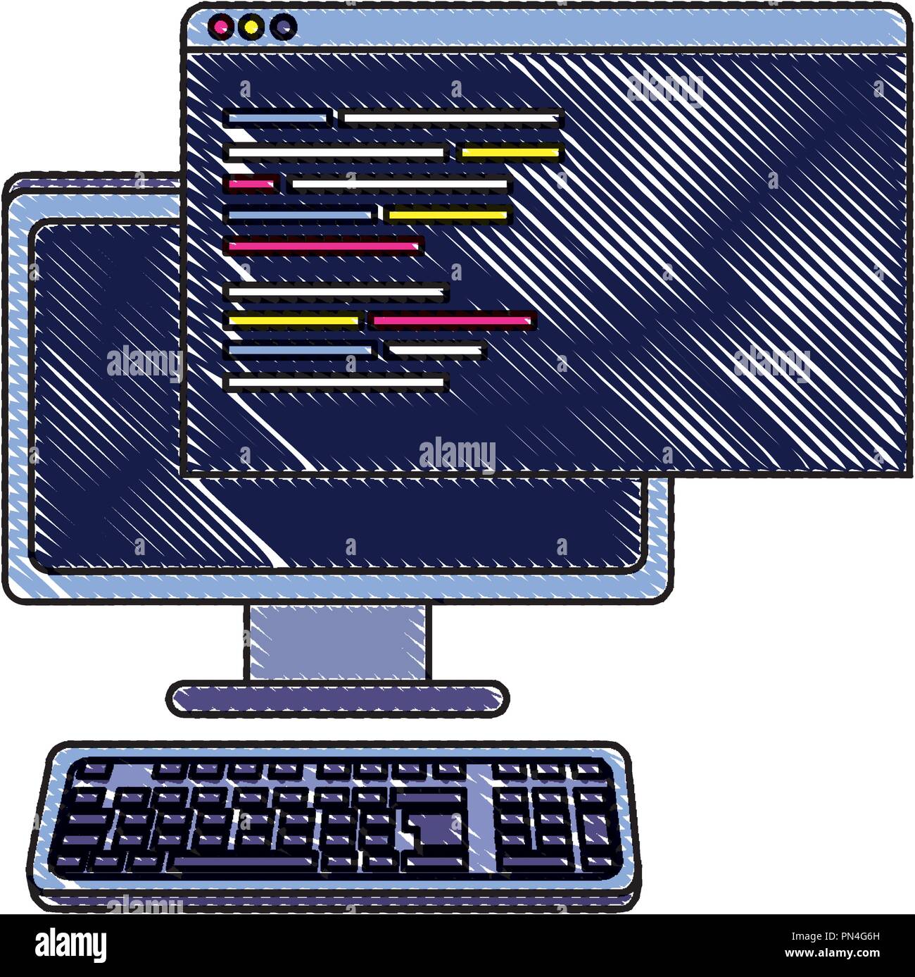 Site web de l'ordinateur et râpé avec une programmation code de données Illustration de Vecteur