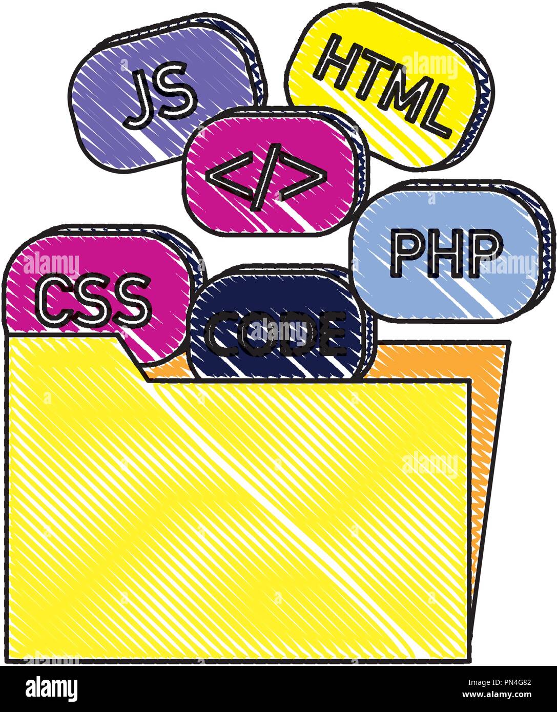 Fichier dossier râpé avec la technologie des codes de programmation Illustration de Vecteur